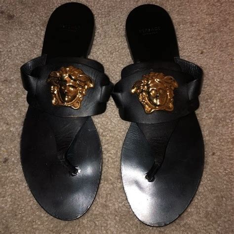 versace womens sandals size 7.5 red|Versace denim sandals.